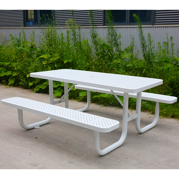 6ft Outdoor Picnic Table Perforated Steel 17
