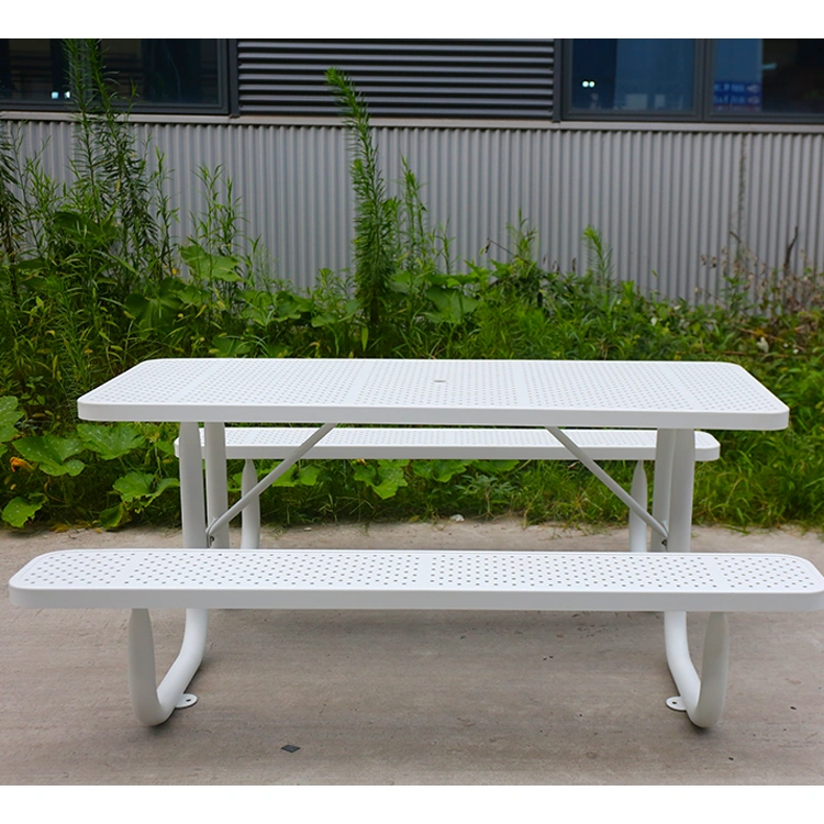 6ft Outdoor Picnic Table Perforated Steel 16