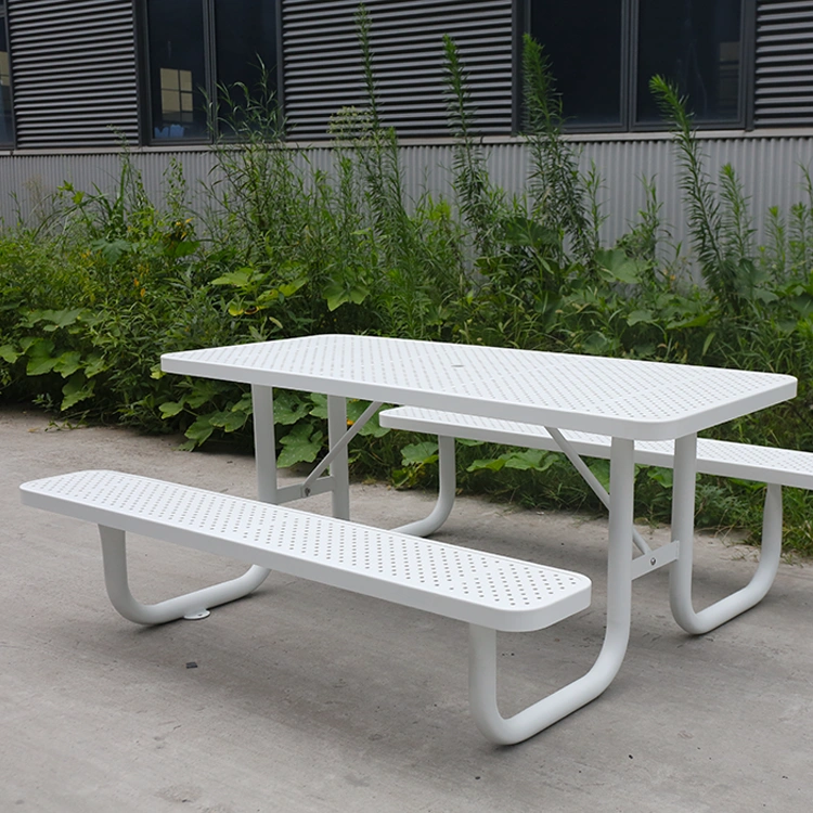 6ft Outdoor Picnic Table Perforated Steel 15
