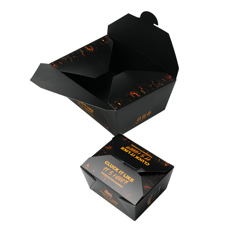 Custom logo Food Grade Chicken burger box packaging black disposable take away kib nqaij qaib ntim thawv 8