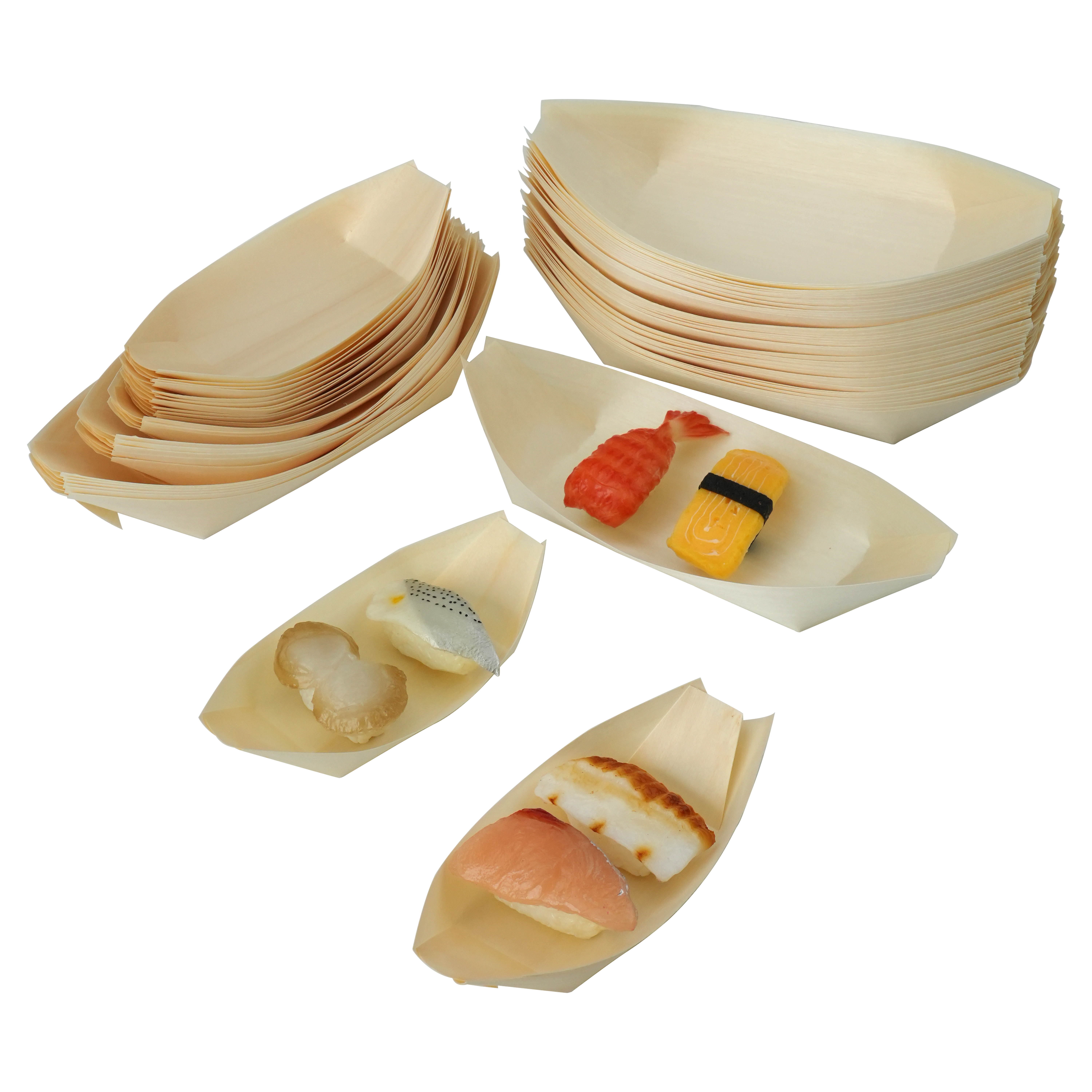 Sushi Boot Opdienbak 100 Stks Weggooibare Japannese Sashimi Plaat Hout Sushi Opdien skinkbord Boot 6