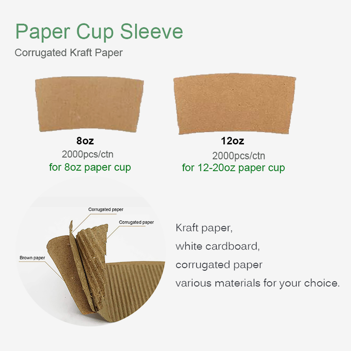 Uchampak-papper kaffekoppshylsor 12oz/16oz/8oz/20oz/anpassad storlek som du kan välja mellan 5