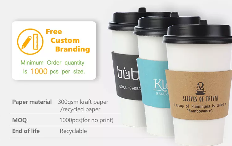 Uchampak - custom printed disposable Eco-friend double wall paper cups coffee cup sleeve Cup Sleeves 10