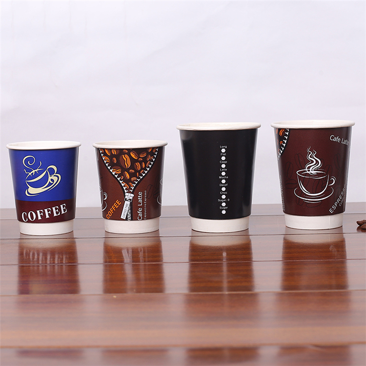 Double wall disposable custom printed logo coated paper coffee cup with lid, Personalized customization coffee mug