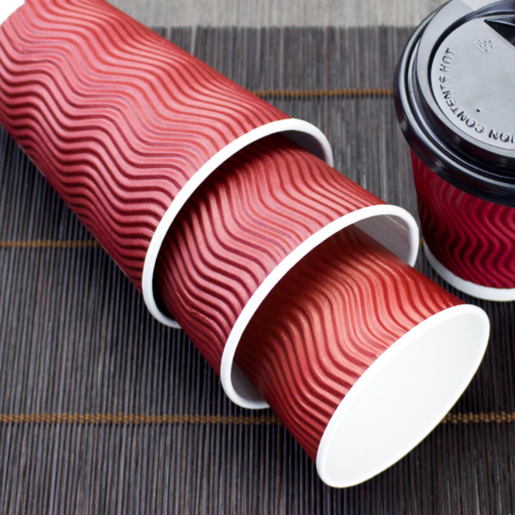 Uchampak- Popular 12oz Disposable Eco Friendly Single/Double/Ripple Wall Coffee Paper Cups Ripple wall cup 8