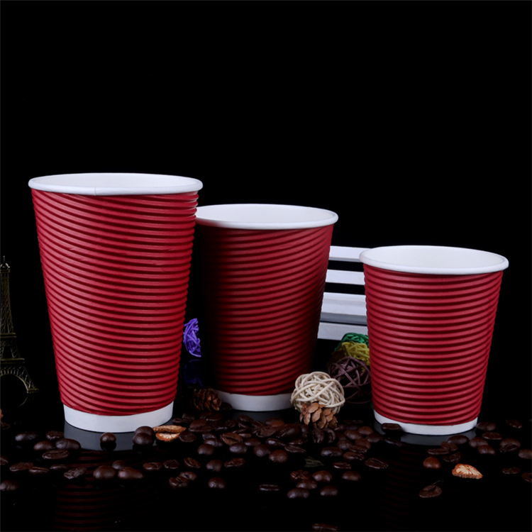 Uchampak- Popular 12oz Disposable Eco Friendly Single/Double/Ripple Wall Coffee Paper Cups Ripple wall cup 10