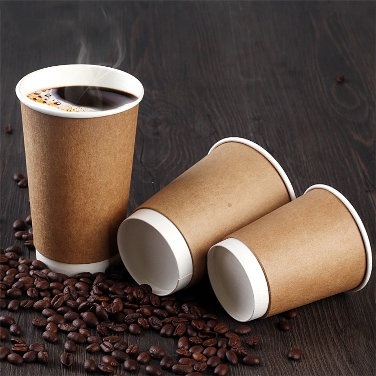 Uchampak - Double wall coffee paper cups one size lid matched with printed logo Double wall cup 8