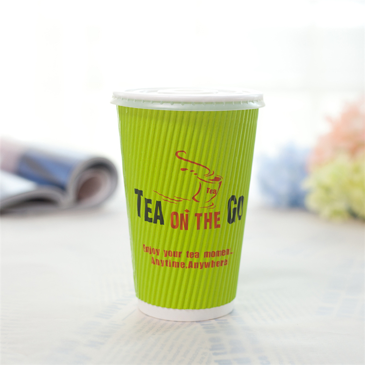Uchampak- Popular 12oz Disposable Eco Friendly Single/Double/Ripple Wall Coffee Paper Cups Ripple wall cup 11