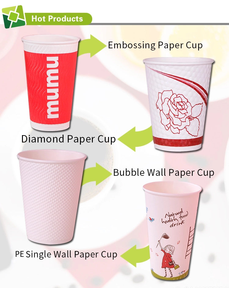 Hot 8 oz single ripple double wall white custom printed disposable 8oz coffee tea paper cup with lid