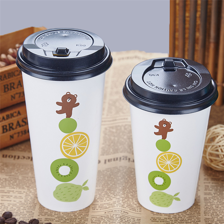 Uchampak- Biodegradable 8/12/16 Oz Beverage Coffee Cups Single Wall Paper Cups with Lid Single wall cup 10