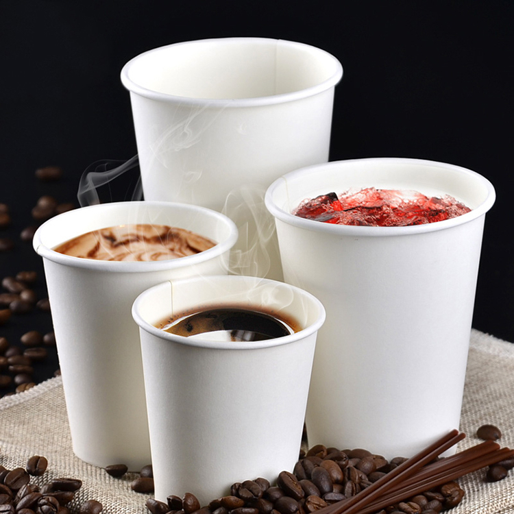 Uchampak- Biodegradable 8/12/16 Oz Beverage Coffee Cups Single Wall Paper Cups with Lid Single wall cup 9