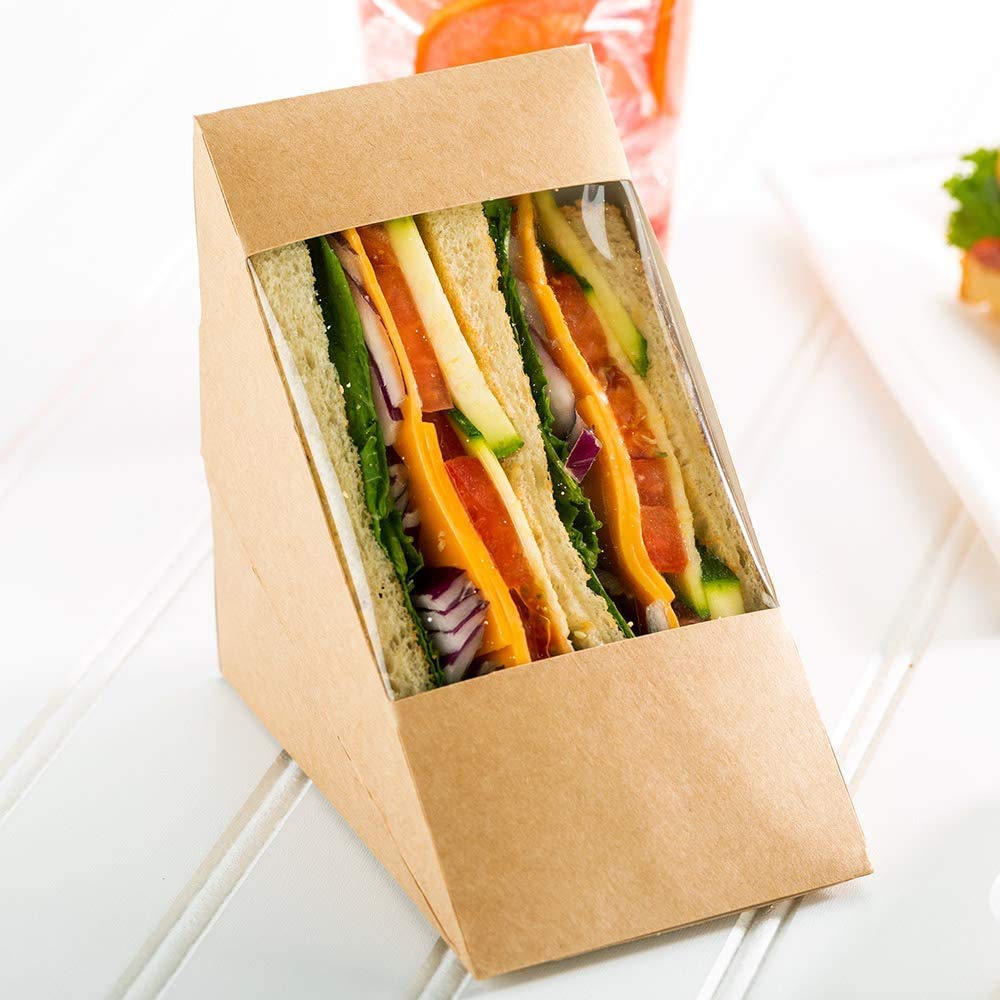 Uchampak - Disposable Paper Sandwich Sandwich Wedge Box Takeaway Box Triangle Sandwich Box nga May Bintana 8