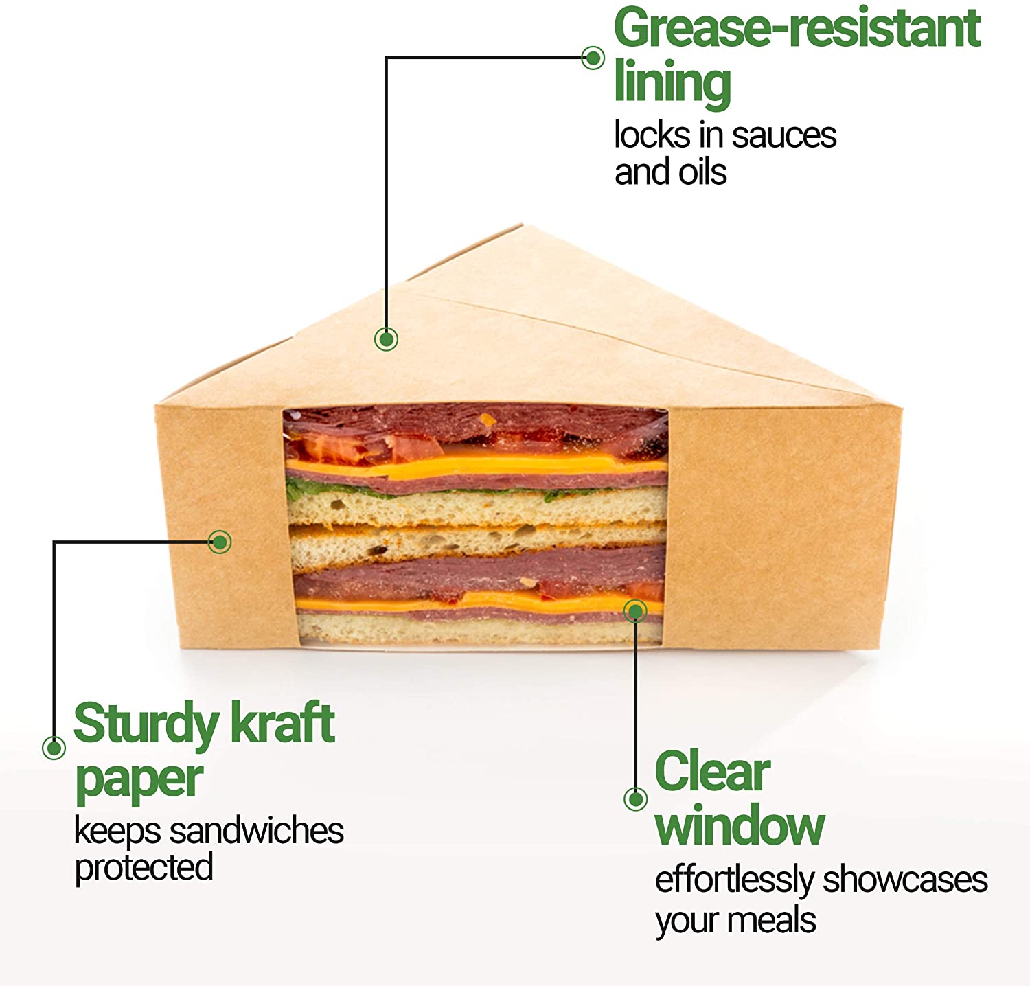 Uchampak - Disposable Paper Sandwich Sandwich Wedge Box Takeaway Box Triangle Sandwich Box nga May Bintana 9