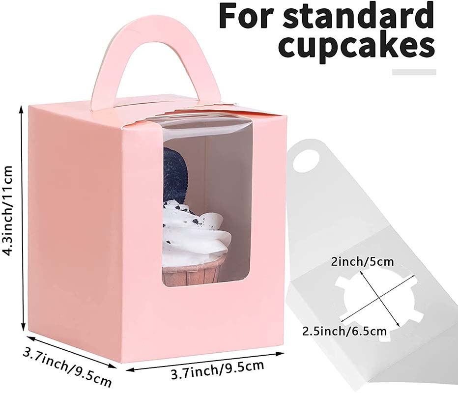 Uchampak - Mabokosi Ophika Ophika Omwe Ali ndi Mawindo Ophika Mawindo a Cupcakes Candy Window & Foldable Pak4 9