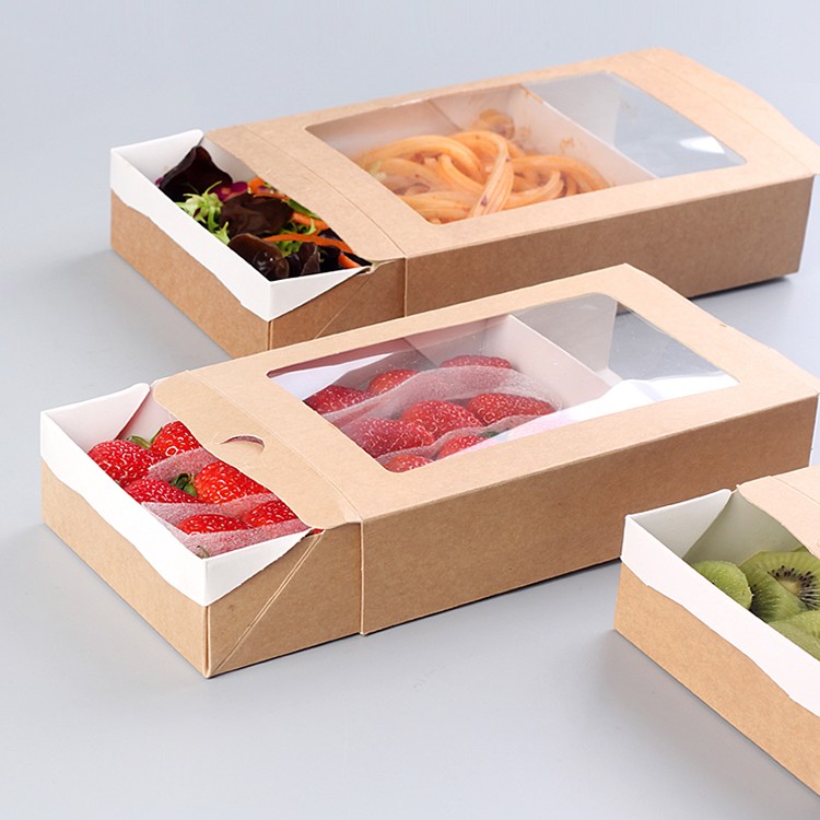 Uchampak - New oniru iwe eso saladi apoti pẹlu kale iru Window & Foldable Pak 6