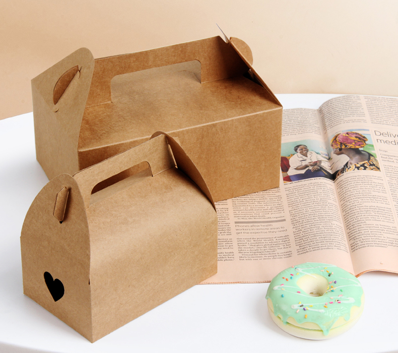 Food grade custom paper cake box with handle