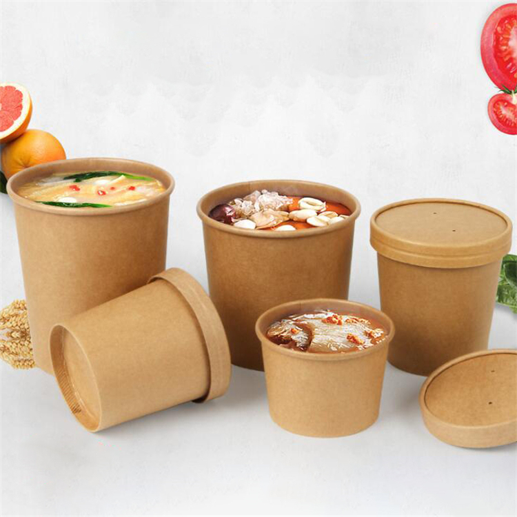 Poke Pak Disposable round soup container with paper lid to go bowl food container disposable soup bowl