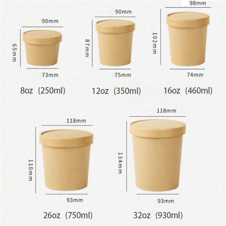 Poke Pak Disposable round soup container with paper lid to go bowl food container disposable soup bowl