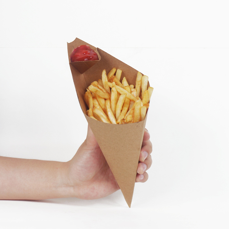 Uchampak - Engangs fritesholder Engangstake-out vaffelpapir Popcornbokser Matbrett Papirkjeglebeholder 8