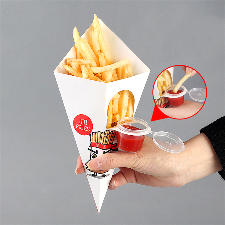 Uchampak - Engangs fritesholder Engangstake-out vaffelpapir Popcornbokser Matbrett Papirkjeglebeholder 9