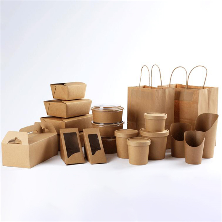 Disposable Soup Bowl kraft paper take out salad bowl with lid