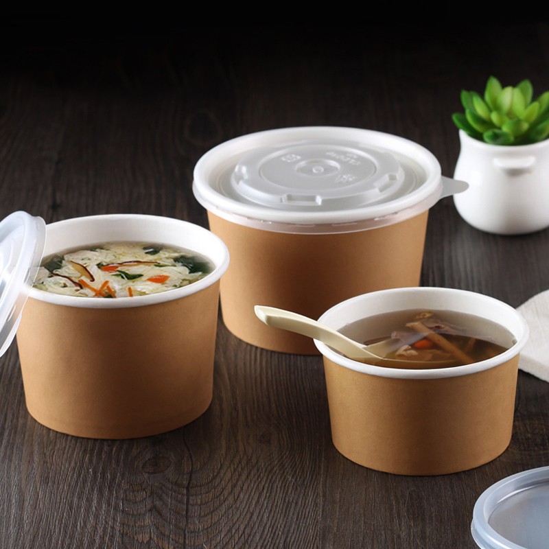 Kraft paper bowl for soup with PE printing