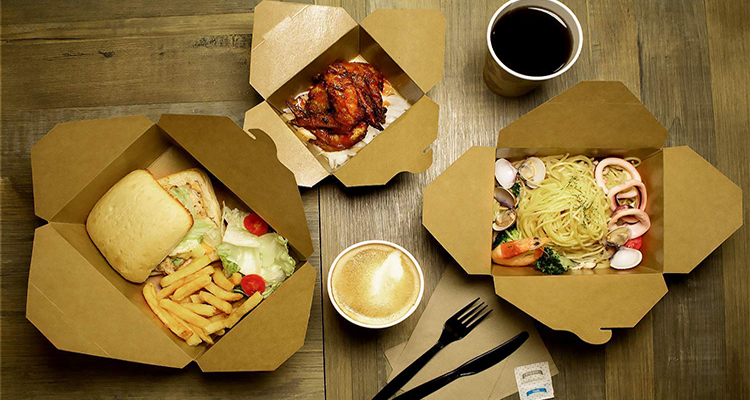 YuanChuan - Papir Take Out Containers, Kraft Lunsjmåltid Matbokser, Engangsoppbevaring to Go Emballasje Mikrobølgesikker lekkasje Fettbestandig bioboks6 8