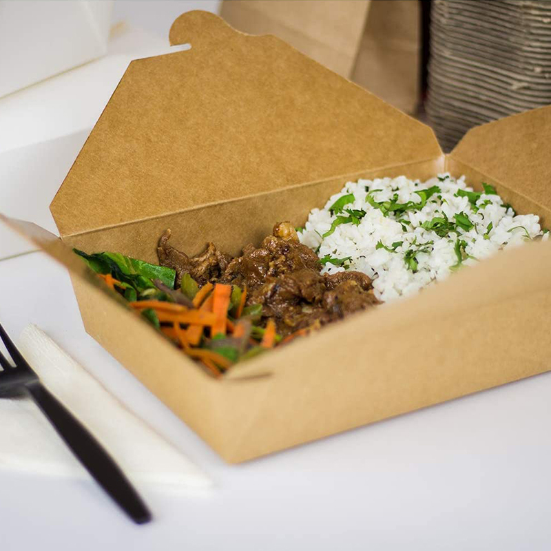 YuanChuan - Papir Take Out Containers, Kraft Lunsjmåltid Matbokser, Engangsoppbevaring to Go Emballasje Mikrobølgesikker lekkasje Fettbestandig bioboks6 11