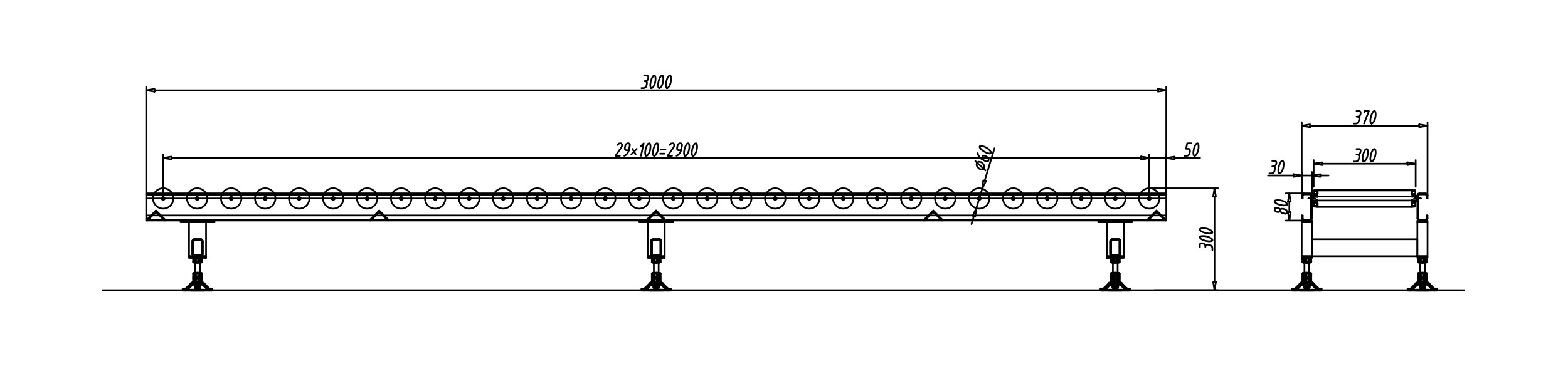 Gravity SUS304 Roller Conveyor with adjustable height 7