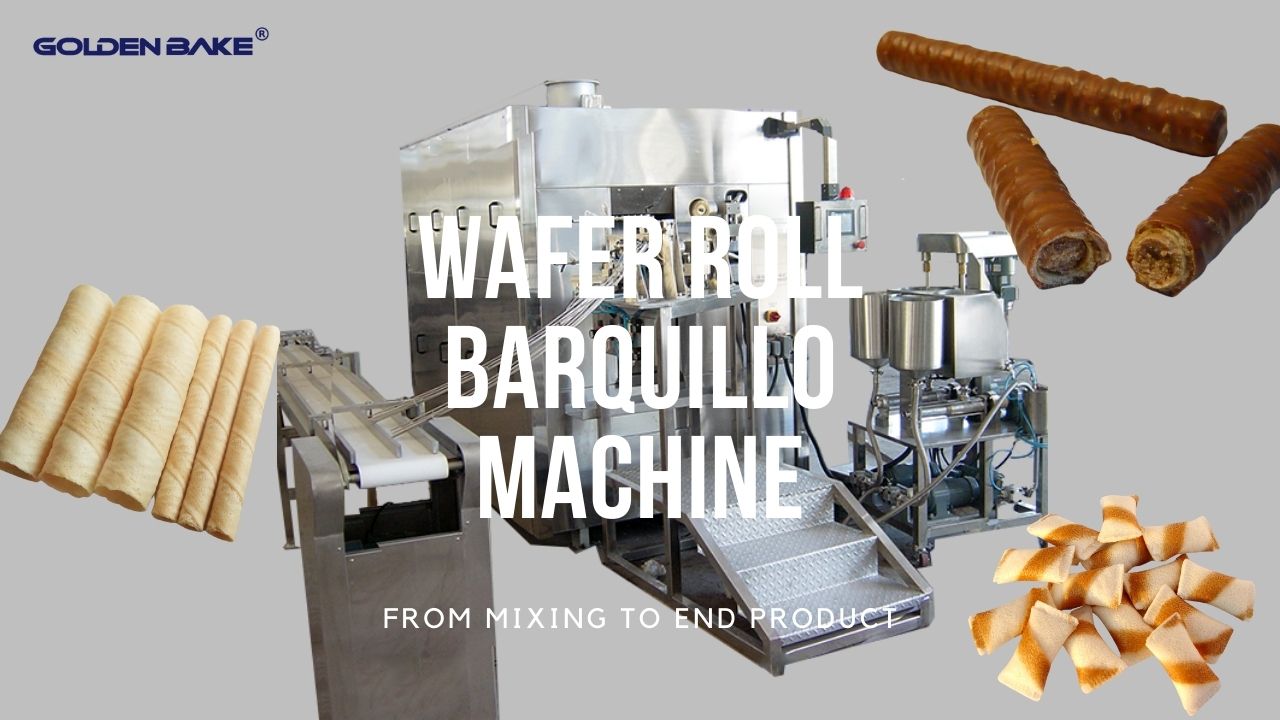 Máquina para fabricar rollos de oblea, barquillo y rollos de huevo | Horneado dorado  