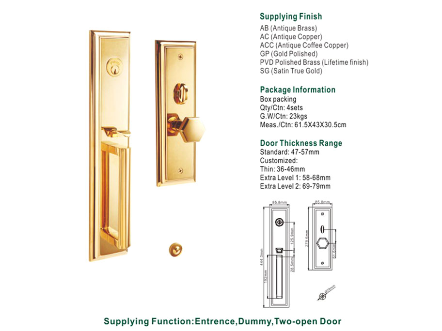 product-Dubai Plain Style Easy To Install Gold Door Handle Locks-FUYU-img-1