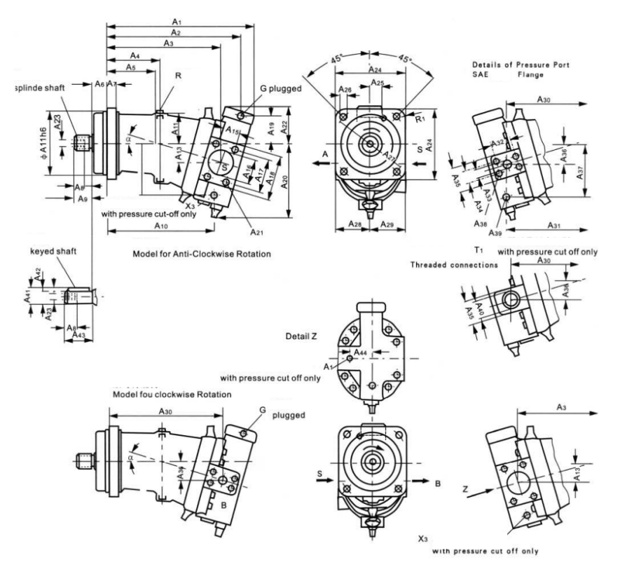 Eksenel Piston Eğimli Eksen Tasarımlı Değişken Deplasmanlı Pompa A7V .png