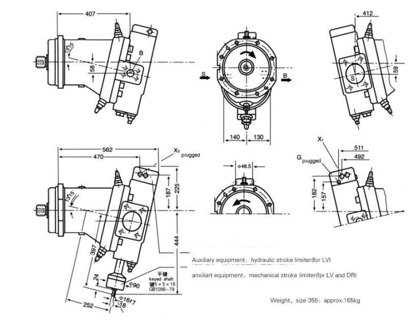 Eksenel Piston Eğimli Eksen Tasarımlı Değişken Deplasmanlı Pompa A7V .png