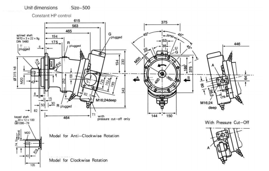 Eksenel Piston Eğimli Eksen Tasarımlı Değişken Deplasmanlı Pompa A7V .png