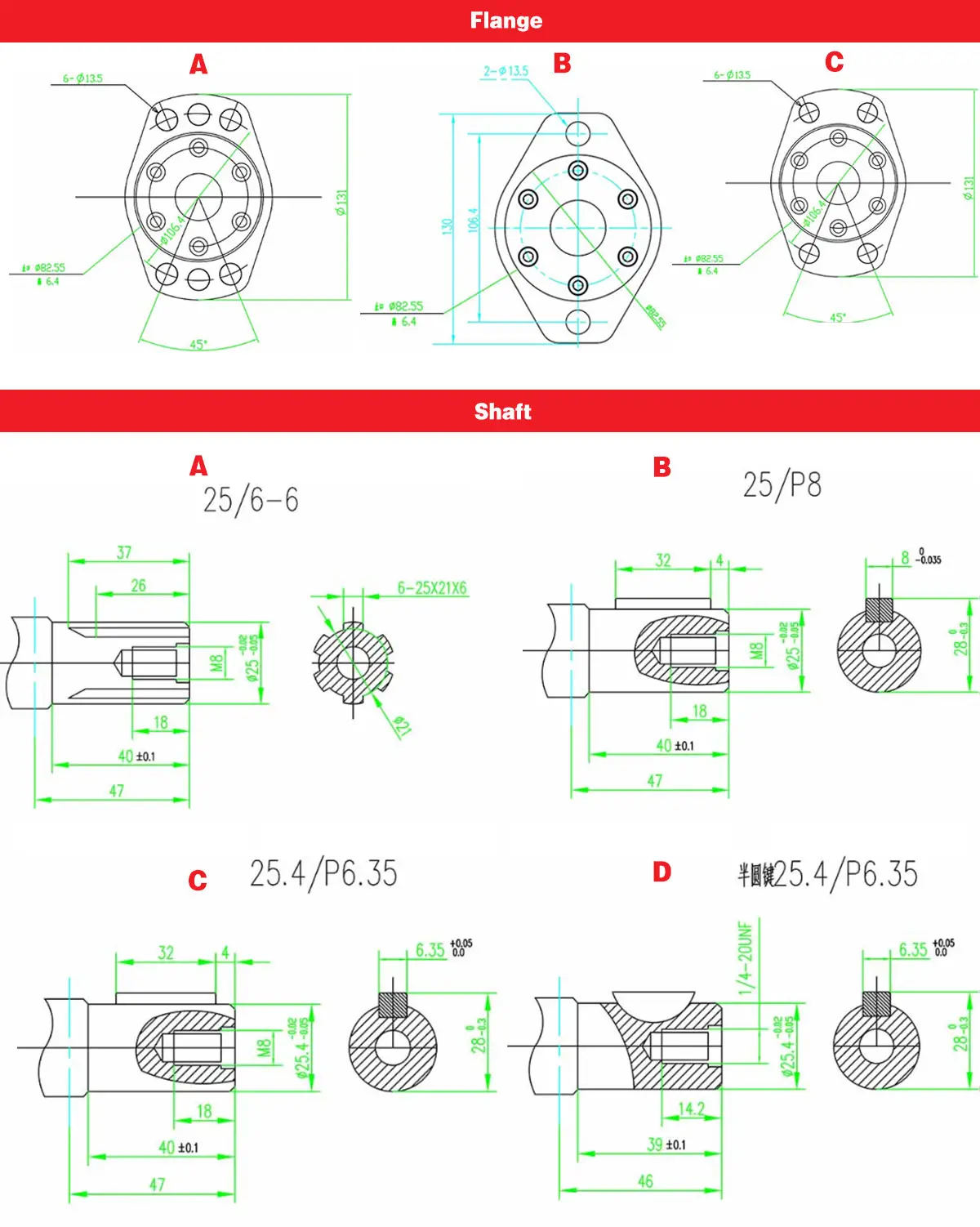 Substituição do motor hidráulico WP Series 50-400cc/rev para tipo branco 3