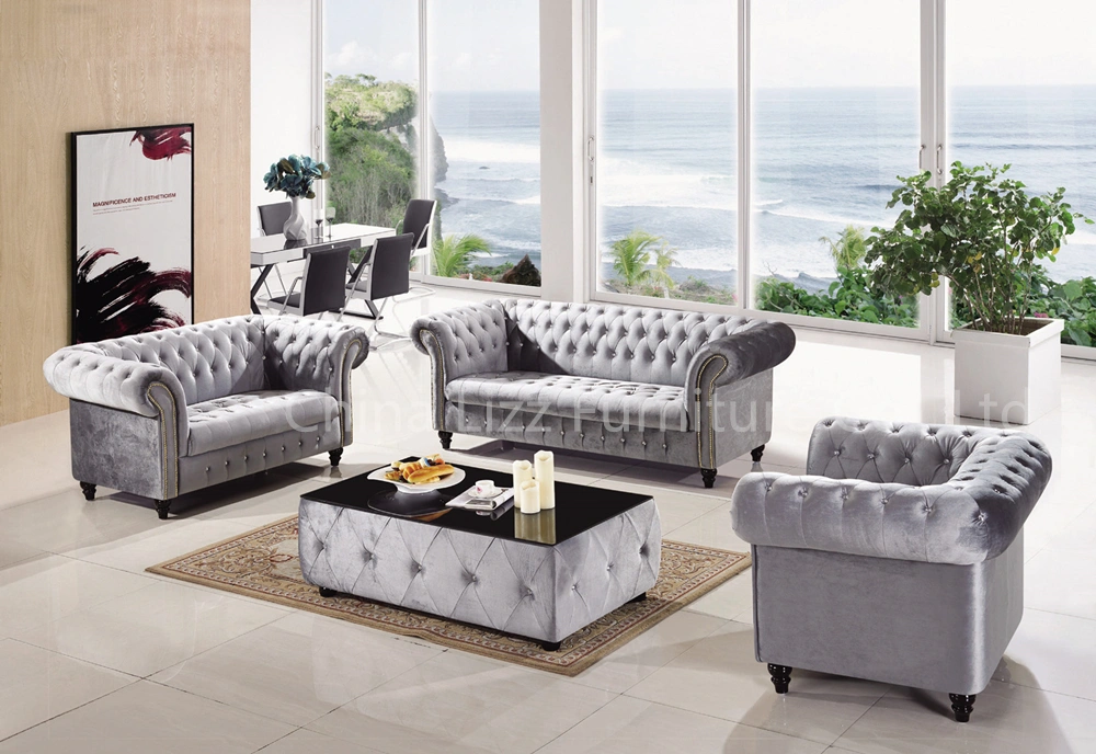 Promotion Wholesale China Living Room Chesterfield with Fabric Leather Sofa 9