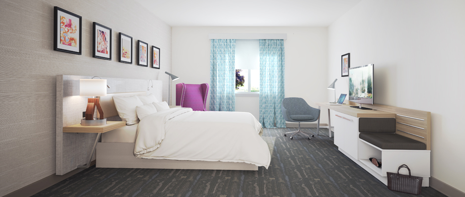 Venta al por mayor nuevo diseño personalizado hilton garden Inn hotel habitación set muebles de cama 9