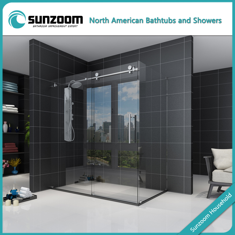 Hot selling new design frameless smooth sliding bath shower door 7