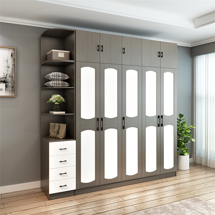 nordic styled furniture armoire & wardrobe 3 4 5 sliding door MDF Panel furniture household closet large Clothes Wardrobes 8