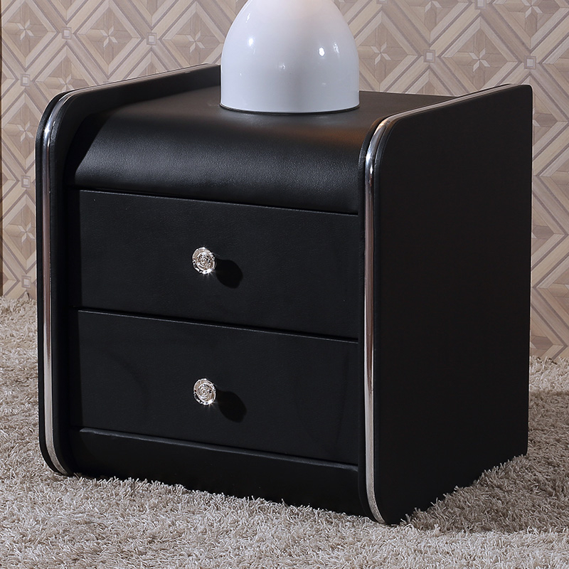 Custom High Quality Night Stand Modern Wooden Bedside Table,leather modern Nightstands Bedside Table Bed Side 8