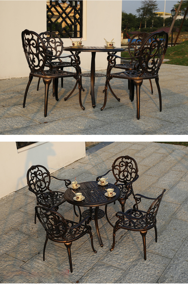 Nordic style modern design not rust aluminum material hotel furniture dining table and chairs combination for restaurants 9