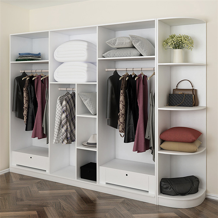 Chambre de luxe personnalisée en bois conçoit une armoire à coucher blanche moderne Chambre 5 portes Mdf Vêtements de garde-robes avec miroir 10