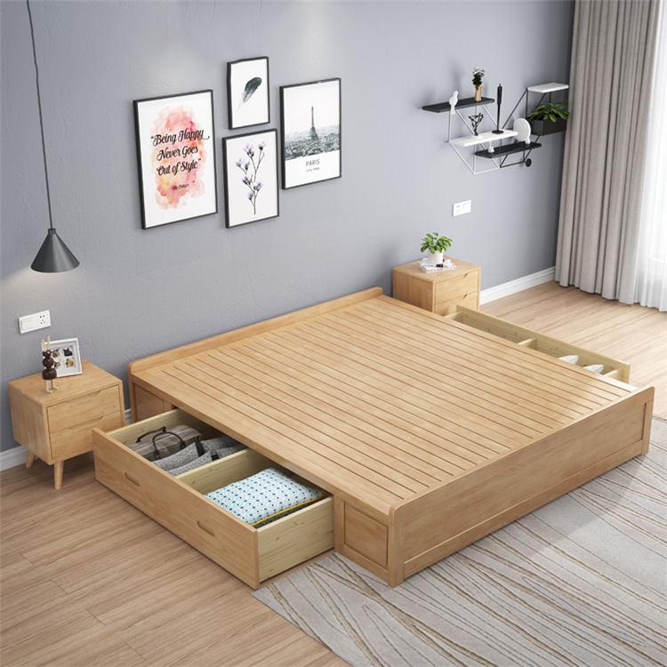 Conjuntos de dormitorio de estilo nórdica de madera maciza con caja de