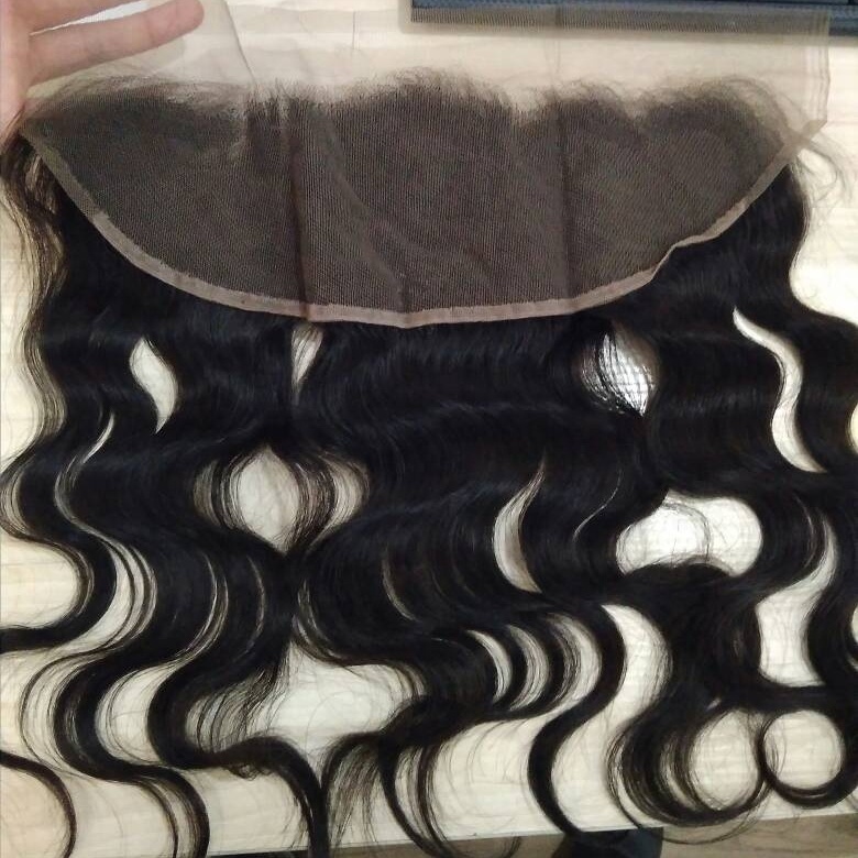 High quality human hair raw Cambodian virgin unprocessed natural color body wave lace frontal 8