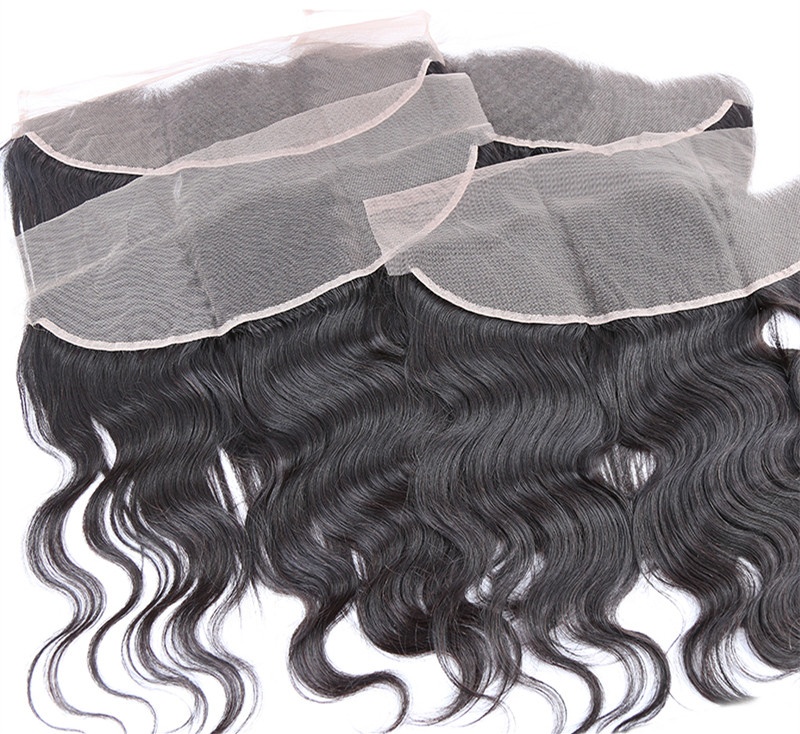 High quality human hair raw Cambodian virgin unprocessed natural color body wave lace frontal 9