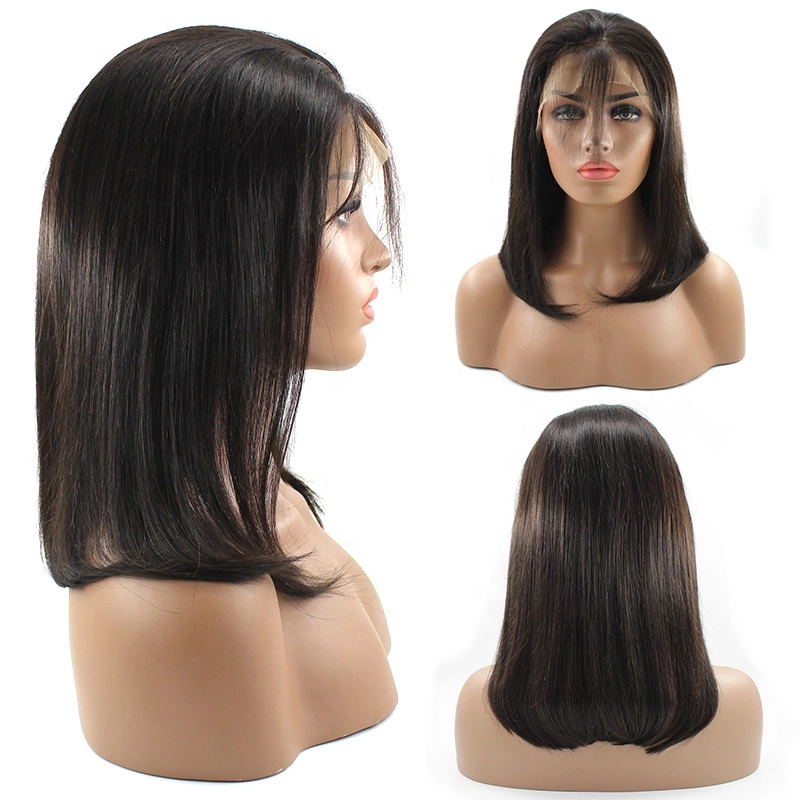 Silky base best selling Indian virgin human hair cuticle aligned top quality pre plucked straight lace front wig 8