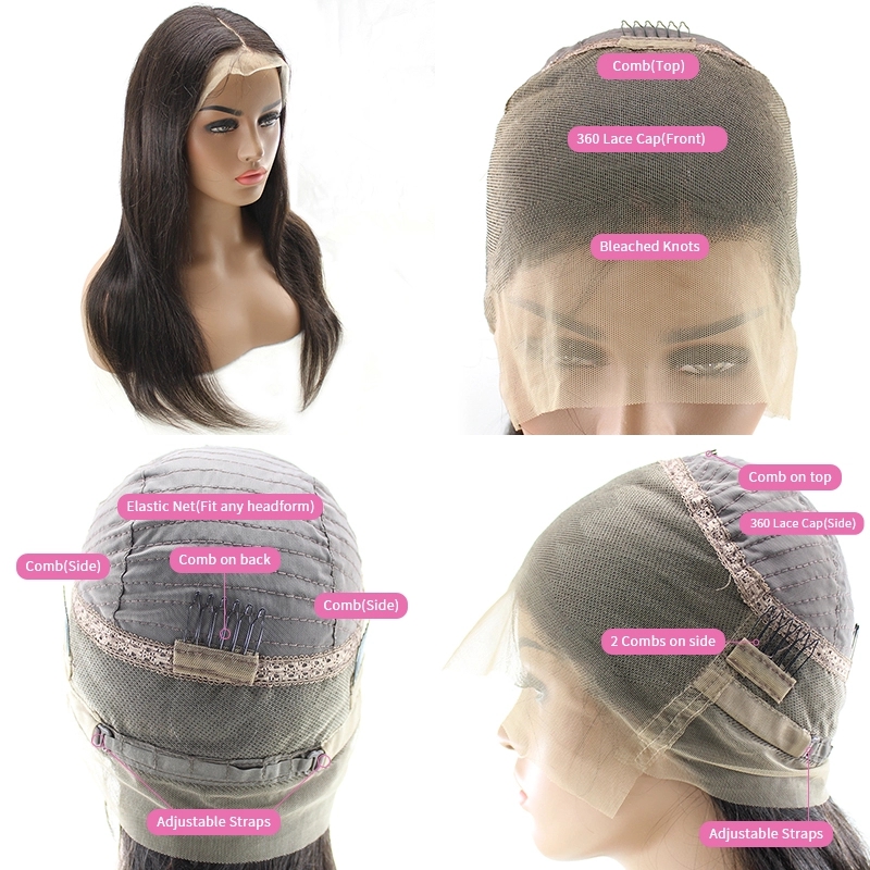 Silky base best selling Indian virgin human hair cuticle aligned top quality pre plucked straight lace front wig 10