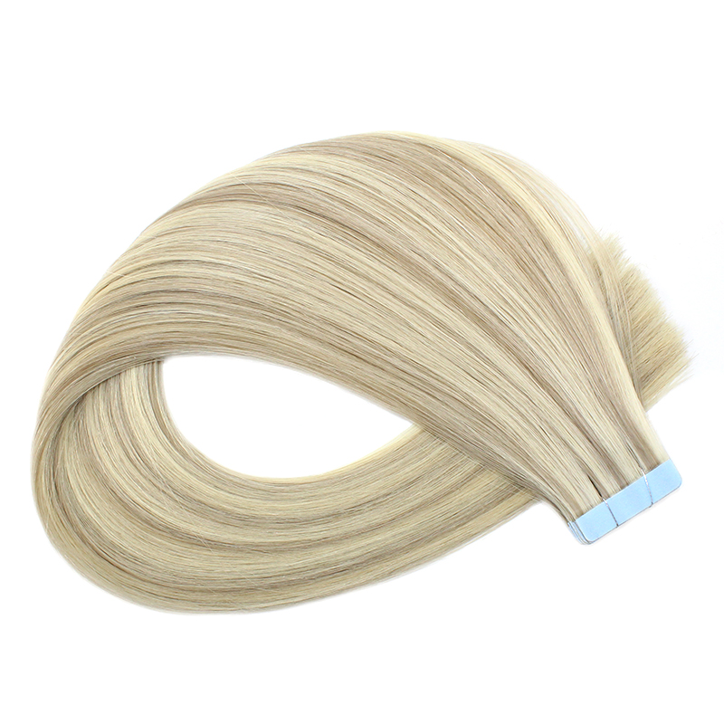 Factory Wholesale Double Drawn Invisible Color #60 100% Remy Human Tape Hair Extension 15