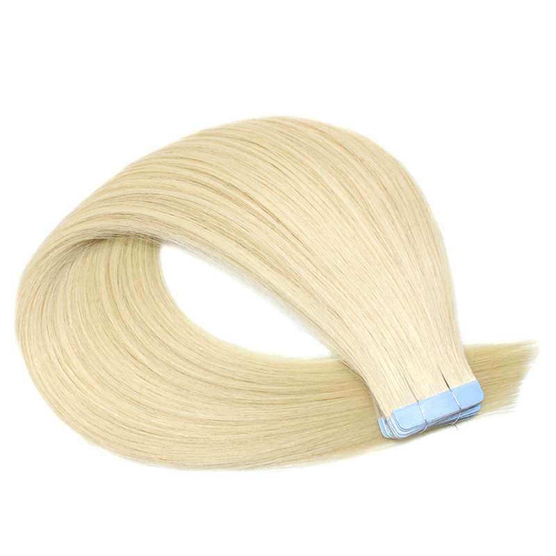 Factory Wholesale Double Drawn Invisible Color #60 100% Remy Human Tape Hair Extension 14