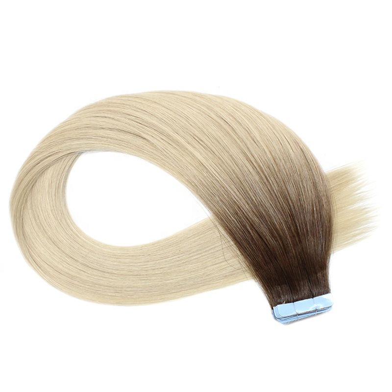 Factory Wholesale Double Drawn Invisible Color #60 100% Remy Human Tape Hair Extension 16